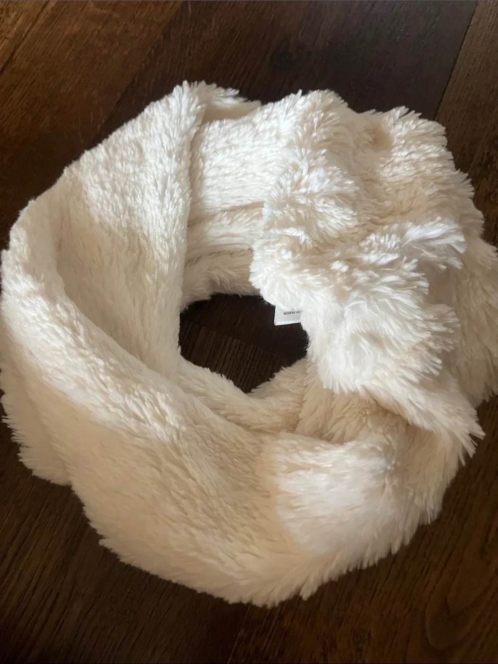Like new  Plush Cream Infinity Scarf - Soft Faux Fur